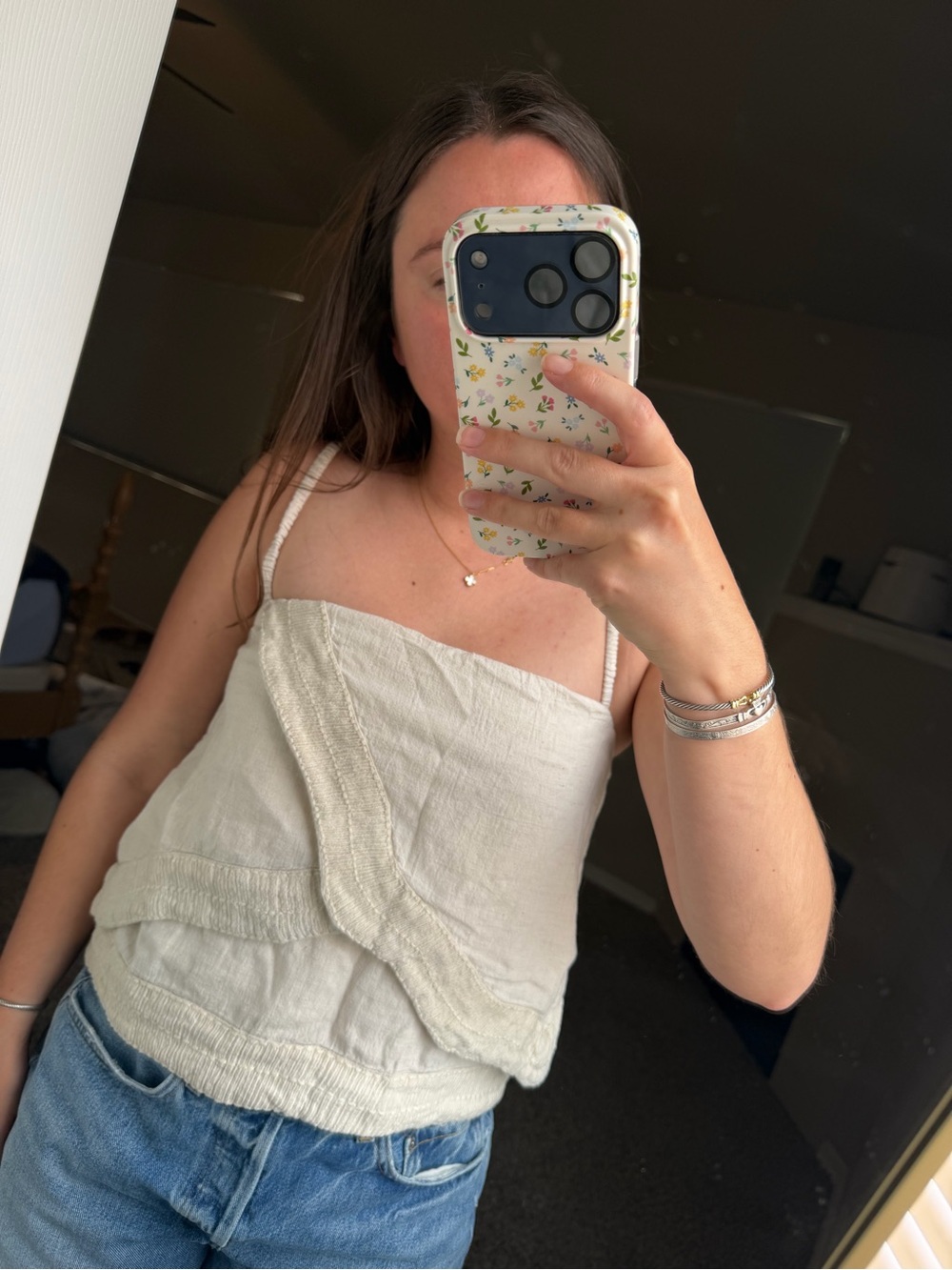 Mirth Cream Cropped Linen-Blend Tank Top